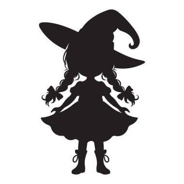 Cadılar Bayramı Projeleri için Büyüleyici Cadı Silüeti Vektör İllüstrasyonu