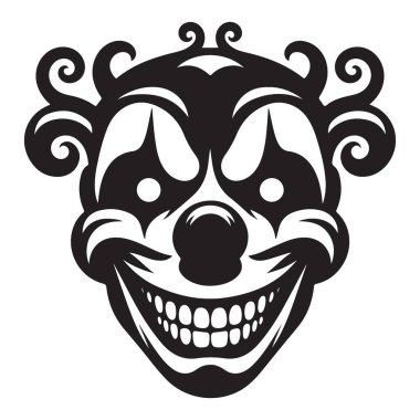 Ürkütücü palyaço yüz vektör çizimi şeytani sırıtış tasarımı elementi