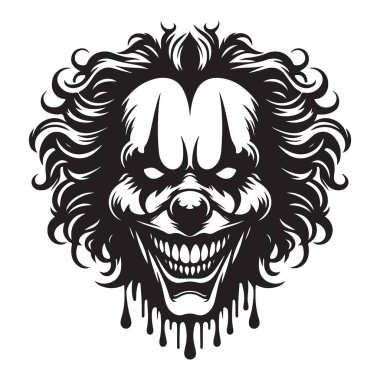 Korkunç Palyaço Surat Çizimi Şeytani Cadılar Bayramı Palyaçosu Sanatı