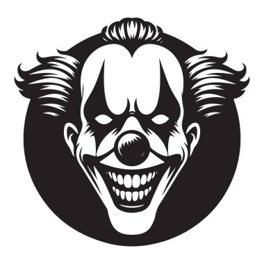 Ürkütücü Palyaço Yüzü Vektör İllüstrasyon Grafik Dehşet Teması Tasarımı