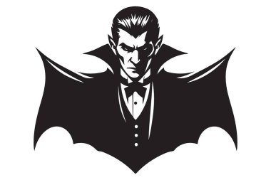 Yarasa Kanatlı Siluet Vampiri Cadılar Bayramı Vektör Çizimi