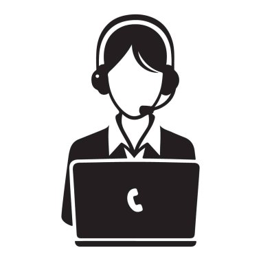 Müşteri hizmetleri silueti vektör sanat destek operatörü yardımı grafiği