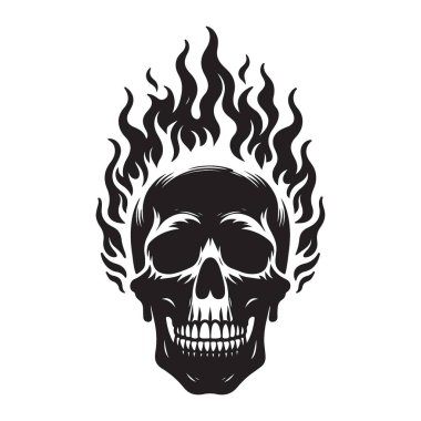 Ateşli Kafatası Grafik Sanatı Karanlık Giysiler İçin Güçlü Amblem