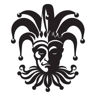 Klasik Soytarı Yüz Siluet Vektör İllüstrasyon Klasik Sembol