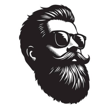 Güneş gözlüğü vektör çizim konsepti olan havalı sakallı adam.