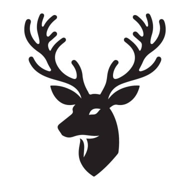 Geyik baş silueti ve boynuz vektör çizimi grafiği