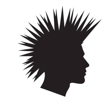 Asi Moda İçin Sinirli Punk Saç Tarzı Vektör Silüeti İllüstrasyonu