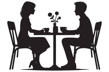 Masadaki Kahveli Çift 'in Romantik Randevu Silüeti