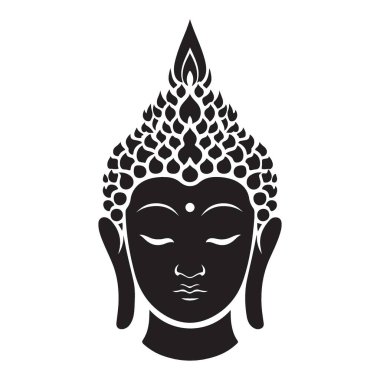 Buda Yüzlü Siluet Görüntü Ruhani Tasarım Vektör Sanatı