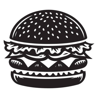 Peynir ve Marul Tasarımı ile Klasik Hamburger Vektör İllüstrasyonu