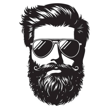 Modern Tasarımlar İçin Güneş Gözlüğü Vektör Silueti ile Sakallı Adam