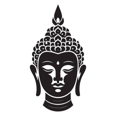 Yüce Buda 'nın Yüzü Ruhani Tasarımlar İçin Vektör Silueti