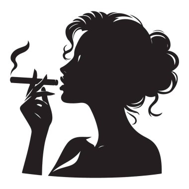 Sigara İçen Bir Kadının Zarif Silueti Sanatı