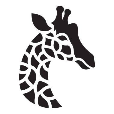 Safari veya Hayvanat Bahçesi Temaları için Zürafa Baş Silueti Hayvan Grafiği