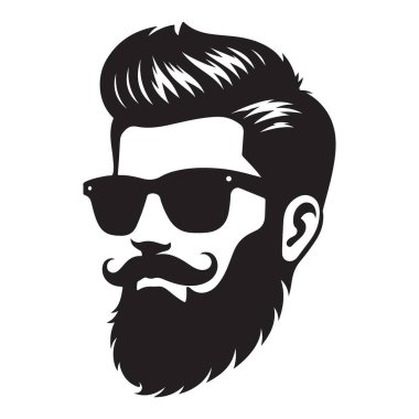 Güneş gözlüklü şık Sakallı Erkek Vektör İllüstrasyonu
