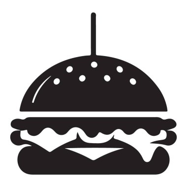 Klasik Stil Siluet Hamburger Vektör Çizmeli İllüstrasyon