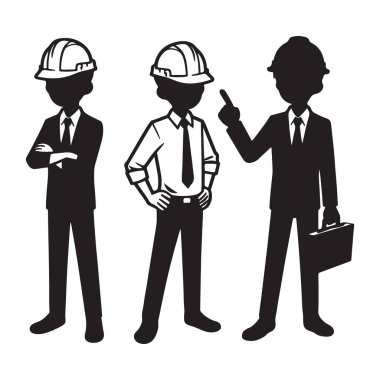 Siluet Mühendisleri Hard Hats İş ve Profesyonel Görüntü