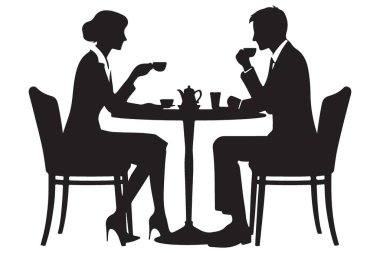 Kahve Illustration Vektör Tasarımı ile Siluet Buluşması