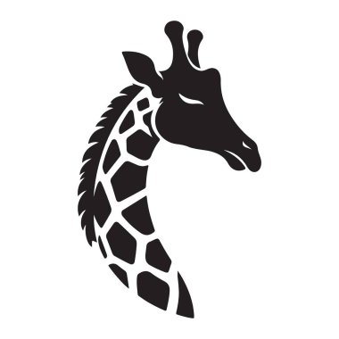 Zarif Zürafa Baş İllüstrasyonu Siyah ve Beyaz Vahşi Yaşam Tasarımı
