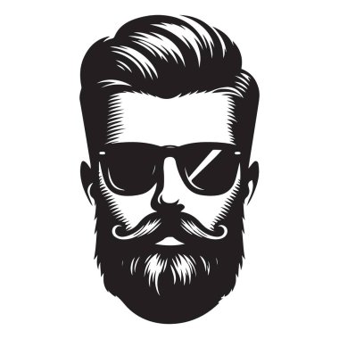 Sakallı Adam Görüntü Vektör Portresi Güneş Gözlüğü Sanatı