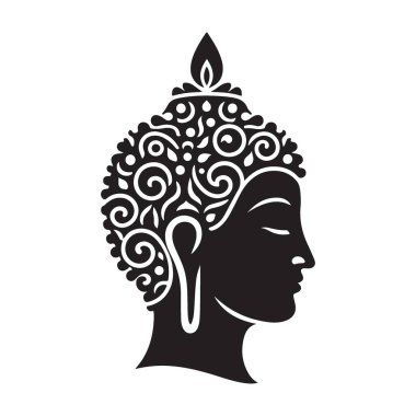 Buda Silueti Baş Vektör Tasarımı Ruhsal Uygulamalar