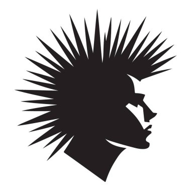 Mohawk saç stilli Punk Rocker Siluet Vektör İllüstrasyonu