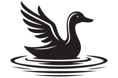 Su Dalgalanmaları Vektöründe Zarif Ördek Yüzme Görünümü