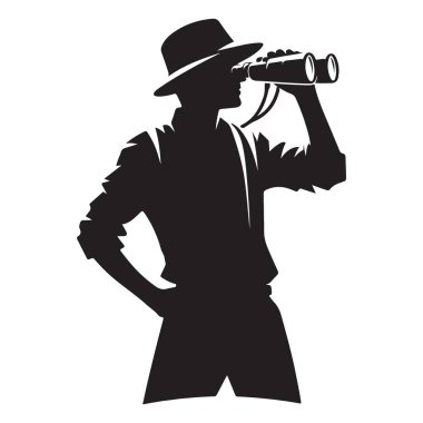 Siluet adam dürbün görünümlü vektör grafik tasarım sanatı