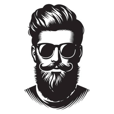 Güneş gözlüklü şık Sakallı Adam Vektör Portresi
