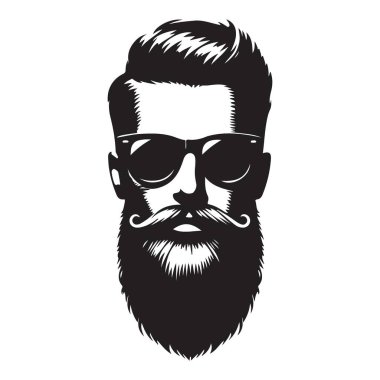 Sakallı ve Gözlüklü Sofistike Adam Vektör Görüntü Grafiği