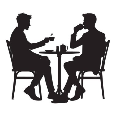 Cafe Vector Illustration Design 'da İnsanların Silueti