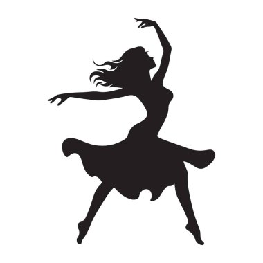 Yaratıcı sanat için zarif dans eden kadın siluet vektör çizimi
