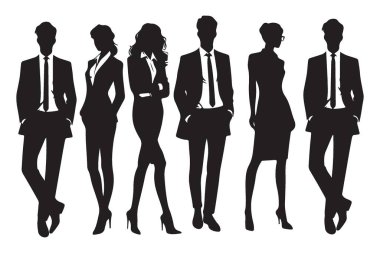 Siluet İşletme Profesyonelleri Birlikte Başarı İçin Hazır Duruyorlar
