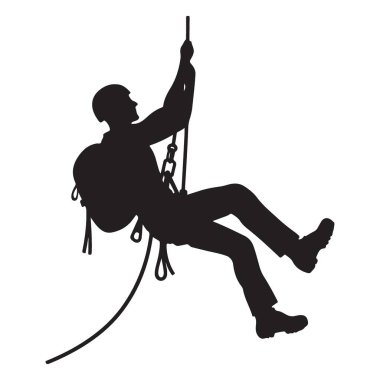 Silüet illüstrasyon halatı açık hava macera sporu tırmanıcı etkinliği