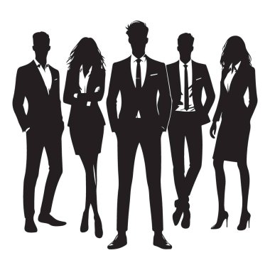İş ekibi silueti. Profesyonel insan temsilciliği. Kurumsal başarı.