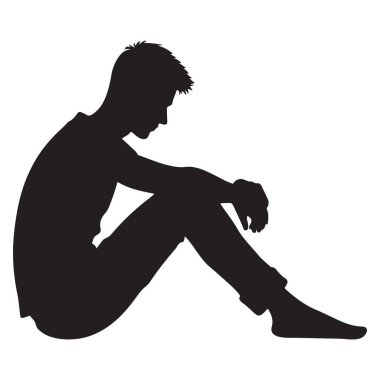Üzücü Gençlik Depresyon Resimleri Vektör Resminin Silueti