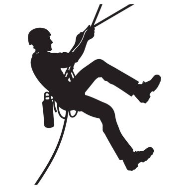 İp Atlayan Macera Silueti: Uçurumdan Tırmanan Dişli Adam