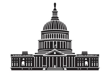 Iconic United States Capitol Building Illustration Washington DC Silueti