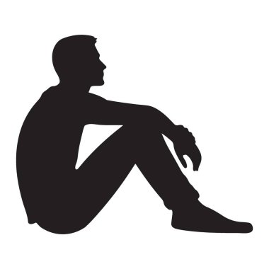 Oturan Adamın Silueti Düşünceli Düşünceli Düşünce Rahatlama ve Düşünceli Anın
