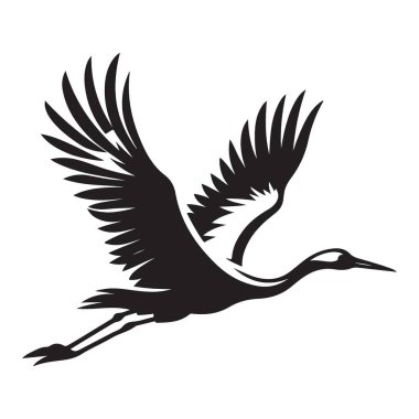 Uçan Turna Kuşu Vektör Çizimi Siluet Vahşi Yaşam Tasarımı