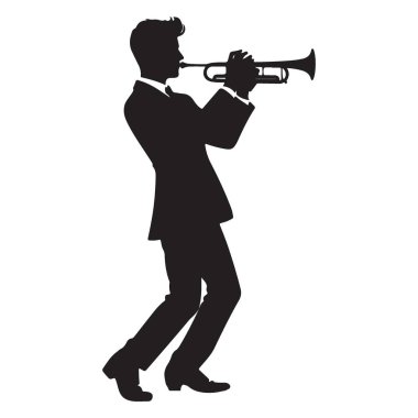 Siyah Trompetçi Siluet Caz Müzik Coşkuları için Görüntü