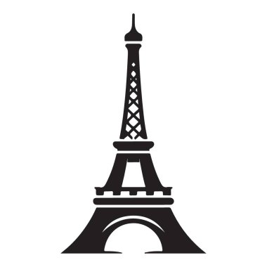 Eyfel Kulesi Paris Silüet Vektör Görüntü Seyahat ve Turizm Simgesi