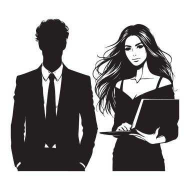 İş Adamları Silüeti Vektör İllüstrasyon Profesyonelliği ve Takım Çalışması Konsepti