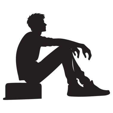 Oturan Vektör İllüstrasyon Grafiksel Kaynağı