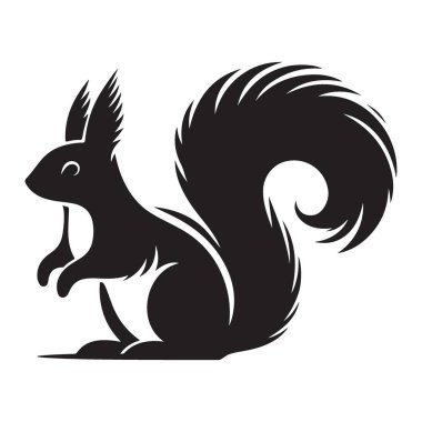 Doğa Tasarımları İçin Kabarık Kuyruklu Sincap Silueti Çizimi