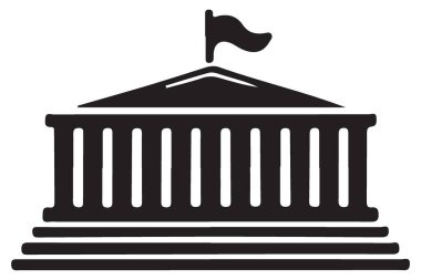 Hukuki Kurum Tasarımı İçin Hükümet Binası Siluet Vektör Sanatı