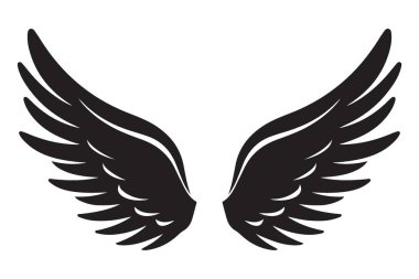 Kanat Çifti Vektörü Grafik Çizim Tasarım Elemanı Siyah Sembol