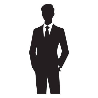 Profesyonel İş Adamının Silueti Kıyafetinde Kendine Güvenle Duruyor