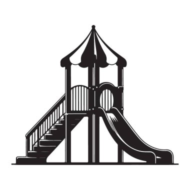 Oyun alanı slayt ve merdiven siluet vektör tasarımı ile ayarlandı