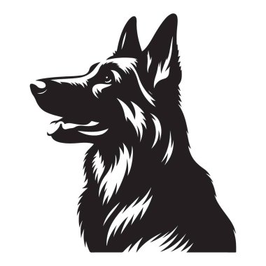Alman Çoban Köpeği Silueti Baş Görüntü Vektörü Grafiksel